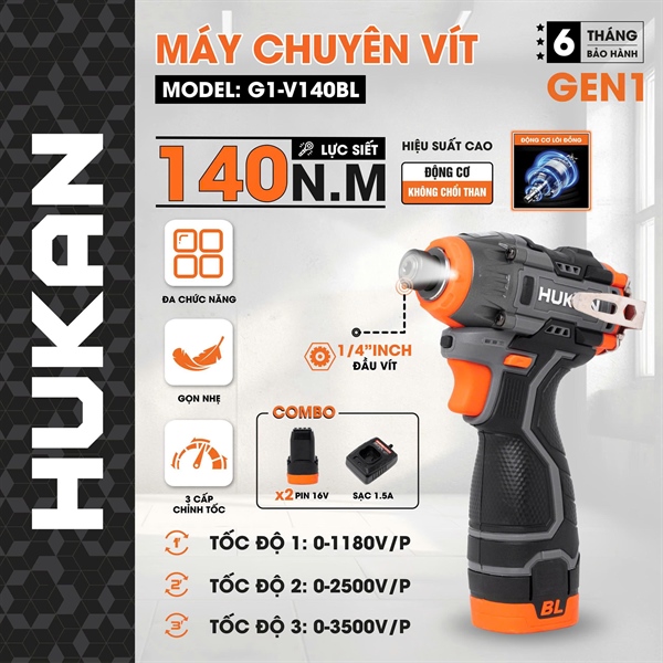 Thân Máy bắn vít G1-V140BL pin Hukan