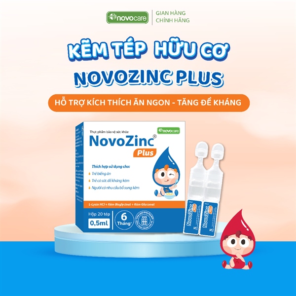 Kẽm Tép NOVOZINC PLUS | Dùng Cho Trẻ Biếng Ăn, Tiêu Chảy, Đề Kháng Kém | (Dược Novocare)