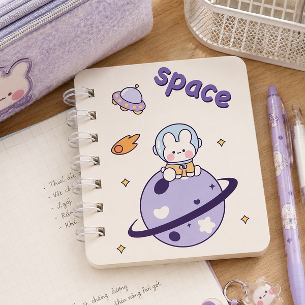 Sổ Lò Xo Mini A7 Space Phi Hành Gia Cute MK-0776 – Sổ Tay Bỏ Túi Dễ Thương Cho Học Sinh, Sinh Viên