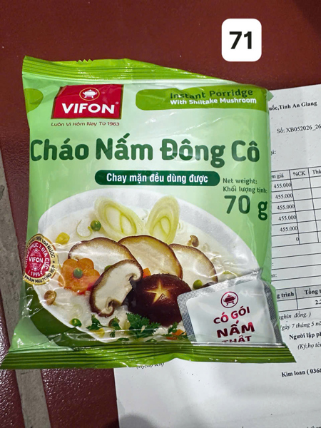 Cháo nấm Đông cô Vifon 70g