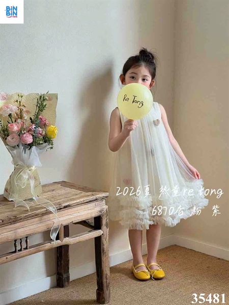35481-Đầm CCSN kem tim nổi