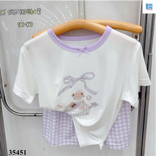 35451- Bộ Tencel TN gấu nơ tím