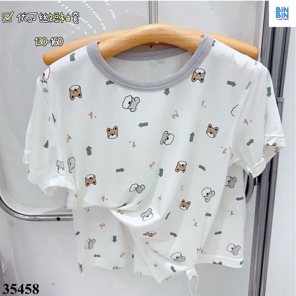 35458- Bộ Tencel TN thú cưng viền xám