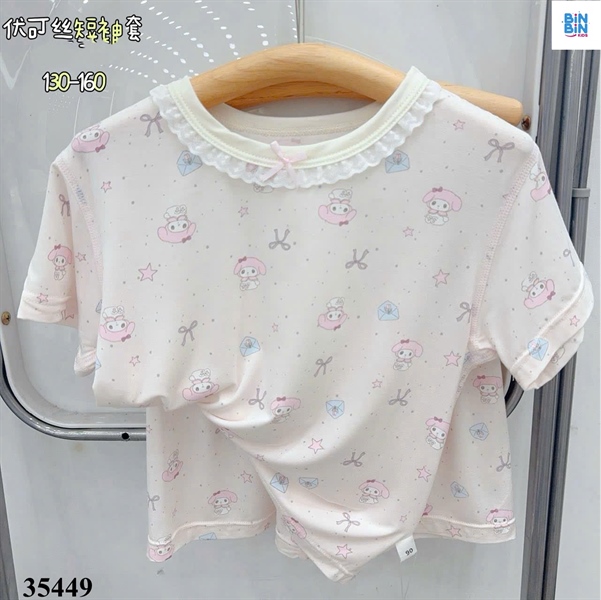 35449- Bộ Tencel TN Cinamoroll hồng chấm bi