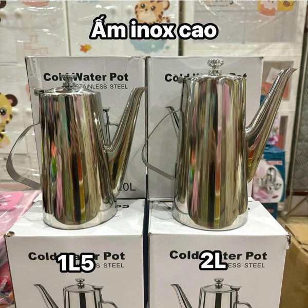 Ấm trà cao 2L inox