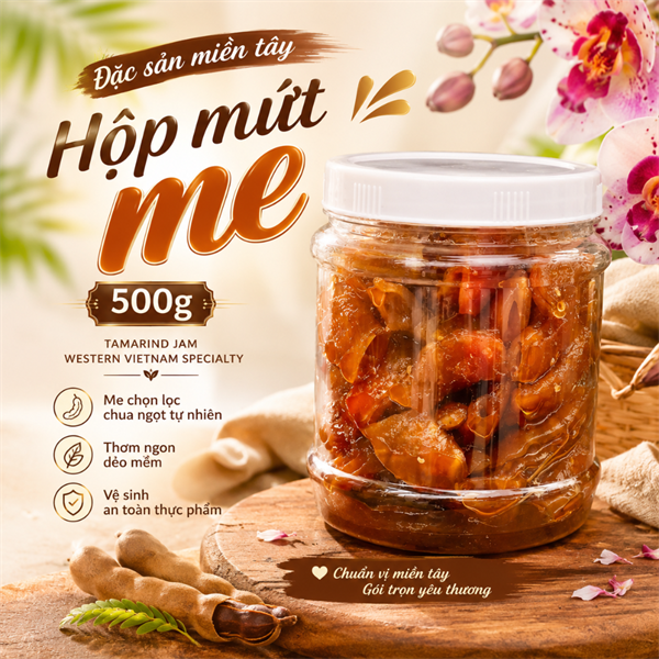 Đặc sản miền tây Hộp mứt me 500g - Vietnamese Tamarind Jam Box 500g