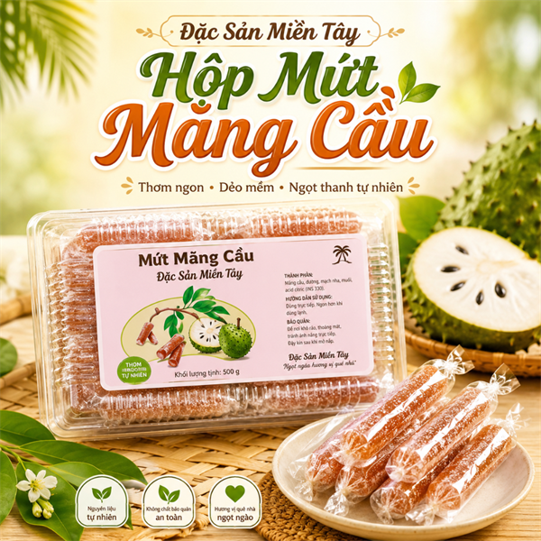 Đặc sản miền tây Hộp mứt mãn cầu 500g - Vietnamese Soursop Jam 500g
