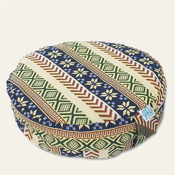 Bồ đoàn ngồi thiền vỏ đậu xanh 30cm – Xanh Vàng Từ Tâm (Meditation Cushion) | OnYou Meditation
