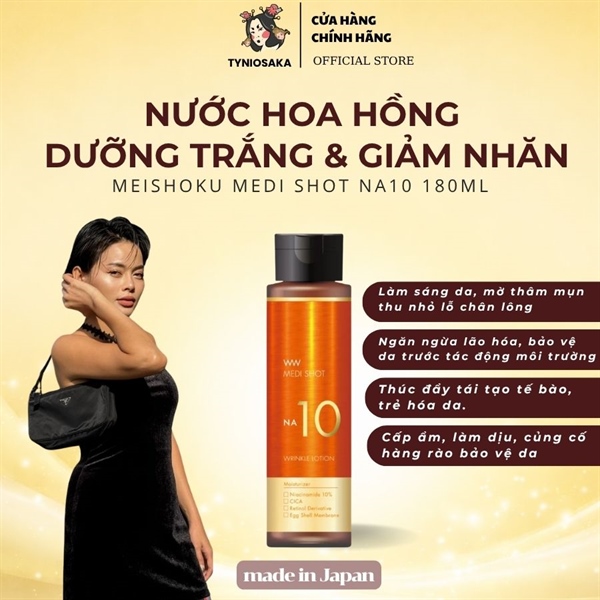 Nước Hoa Hồng Na10 Cải Thiện Nếp Nhăn Meishoku Medi Shot Wrinkle Lotion 180ml