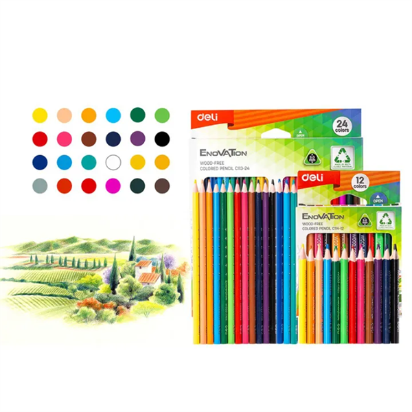 Bút Chì Màu Deli Enovation C113-24 – Bộ 24 Màu Wood-Free Chính Hãng