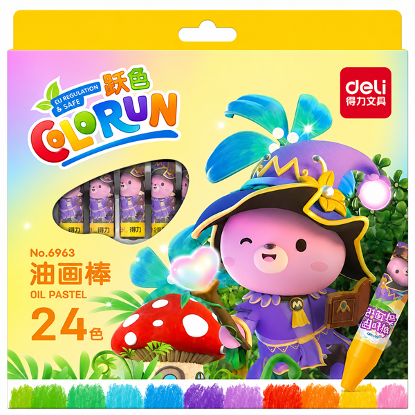 Sáp Màu Deli Colorun 6963 – Bộ 24 Màu Oil Pastel Cho Bé