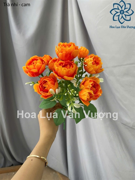 Trà nhí - cam - Hoa cành ngắn - Hoa Lụa Vân Vượng