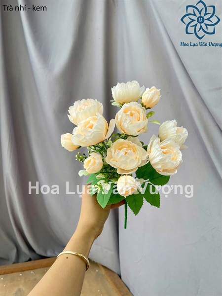 Trà nhí - kem - Hoa cành ngắn - Hoa Lụa Vân Vượng