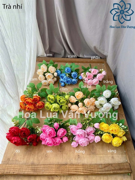 Trà nhí - trắng - Hoa cành ngắn - Hoa Lụa Vân Vượng