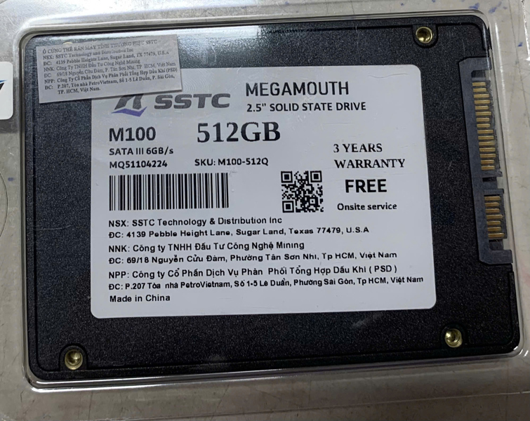 Ổ cứng SSD 512GB SSTC MEGAMOUTH(MS-M100-512Q) Sata III 2.5"