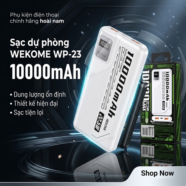 Sạc dự phòng Wekome WP-23 10.000 mAh
