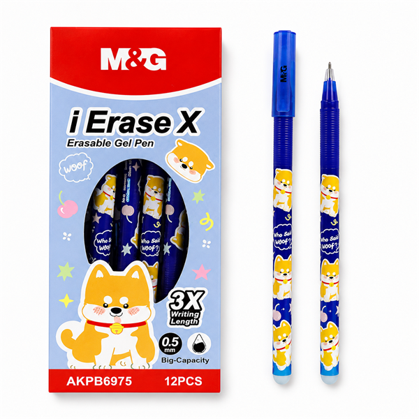 Bút Gel Xóa Được M&G iErase X AKPB6975 0.5mm – Mực Xanh, Dung Tích Lớn, Họa Tiết Cún Cute