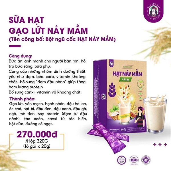 BH Bột Ngũ Cốc Hạt Nảy Mầm Chay (hộp 16 gói - 320g)