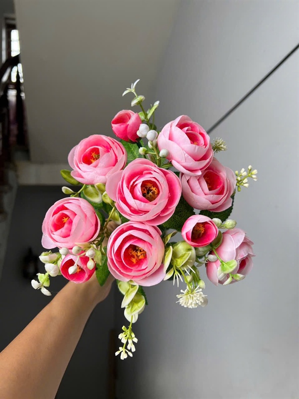 Trà nhật - phấn lõi - Hoa cành ngắn - Hoa Lụa Vân Vượng