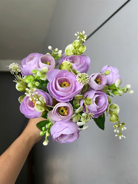 Trà nhật - tím - Hoa cành ngắn - Hoa Lụa Vân Vượng