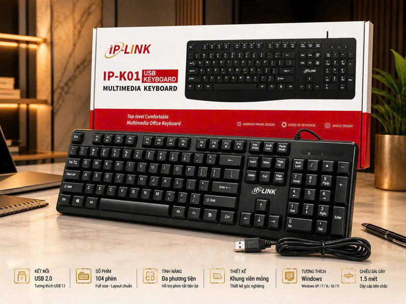 Combo bàn phím (K01), chuột có dây (M01) IP-LINK