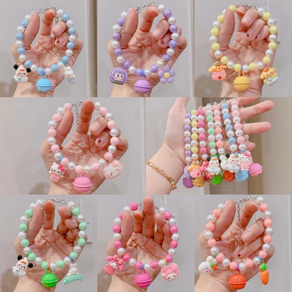 Vòng cổ hạt ngọc 2 chuông móc hình thú