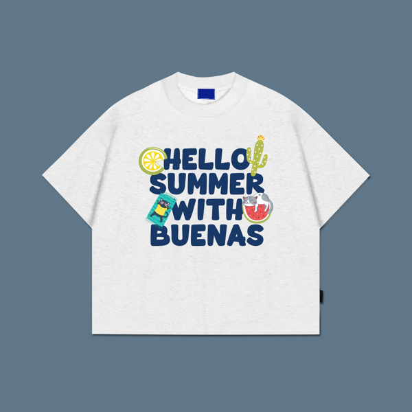 BUENAS® HELLO SUMMER BOXY TEE / JM06 - Xam Nhat