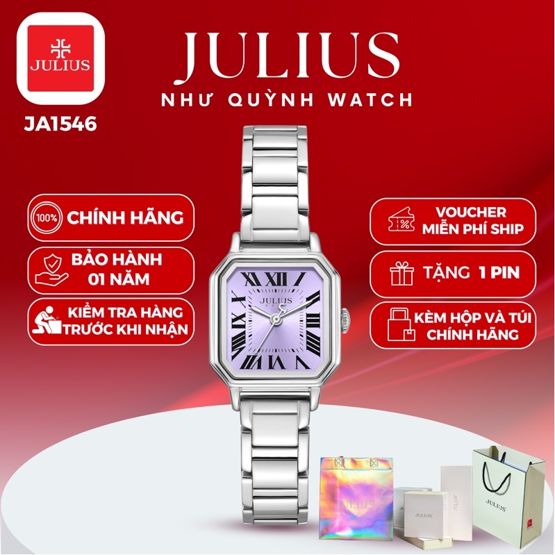 Đồng hồ nữ Julius Hàn Quốc JA1546B dây thép (Bạc tím)