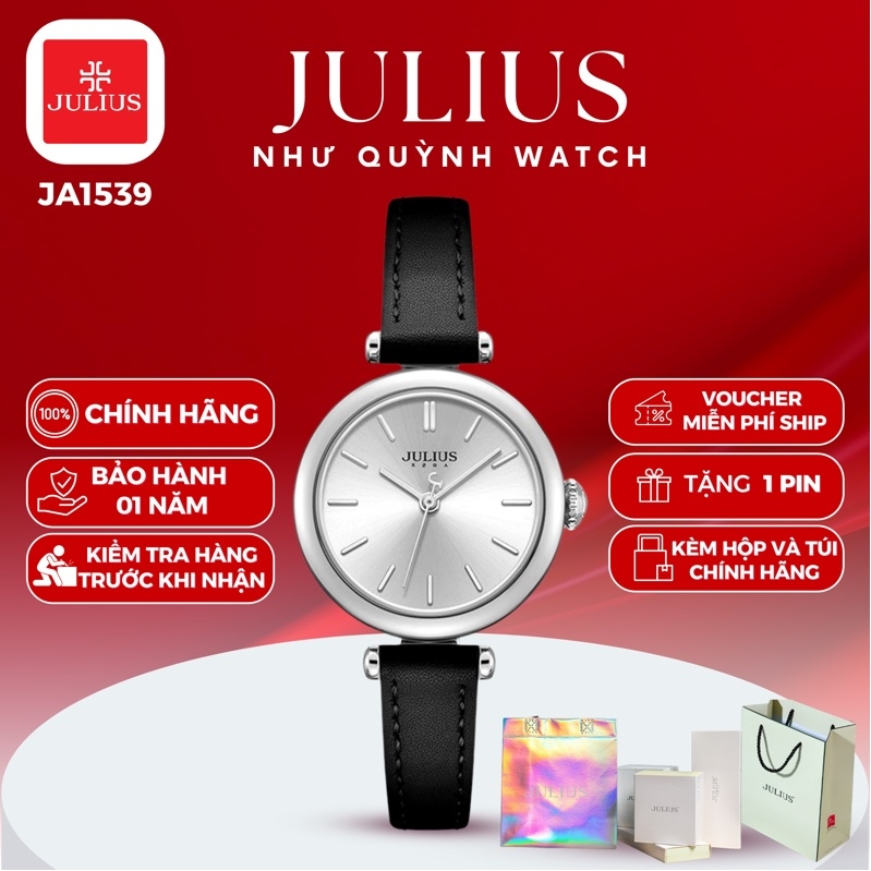 Đồng hồ nữ Julius Hàn Quốc JA1539A dây da (Đen)