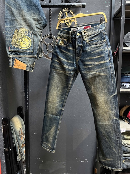 Jean Dài-QC VIP 5KM Selvedge-M17 was phủ đồng thêu 2 túi 15 Oz