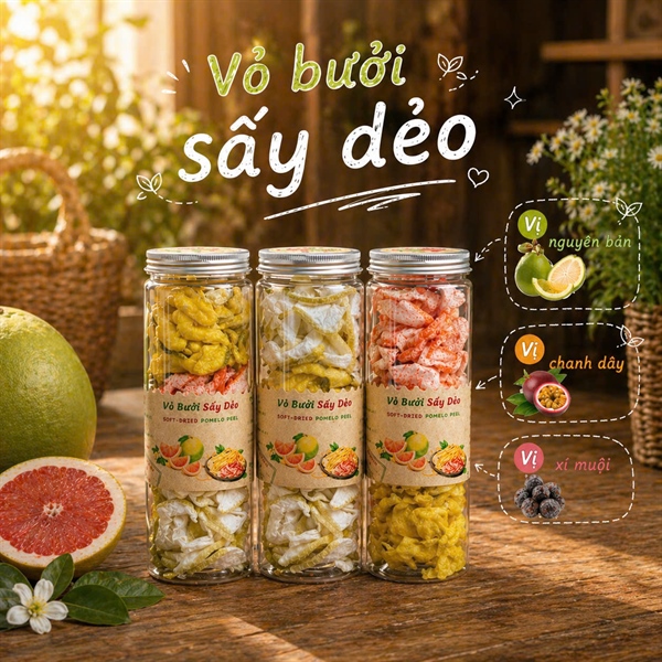 Vỏ Bưởi Sấy Dẻo 3 Vị