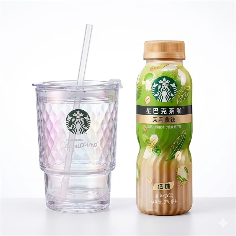 Jasmine Latte and Glass Straw Cup Set