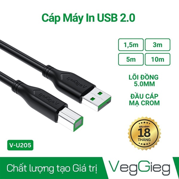 Dây cáp máy in 2.0 3M - VEGGIEG (V-U206)