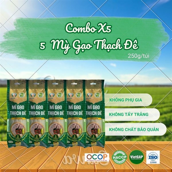 Combo Mỳ gạo Thạch Đê 250g (dạng túi) (5 túi)