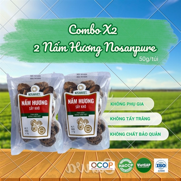 Combo Nấm hương sấy khô 50g (mẫu mới) (2 túi)