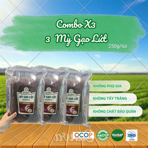 Combo Mỳ gạo lứt Nosanviet 250g (mẫu mới) (3 túi)