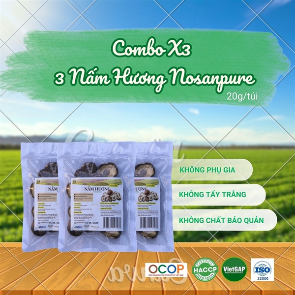Combo Nấm hương sấy khô 20g (mẫu mới) (3 túi)