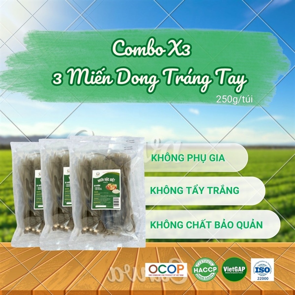 Combo Miến dong Tráng tay Sợi to 250g (3 túi)