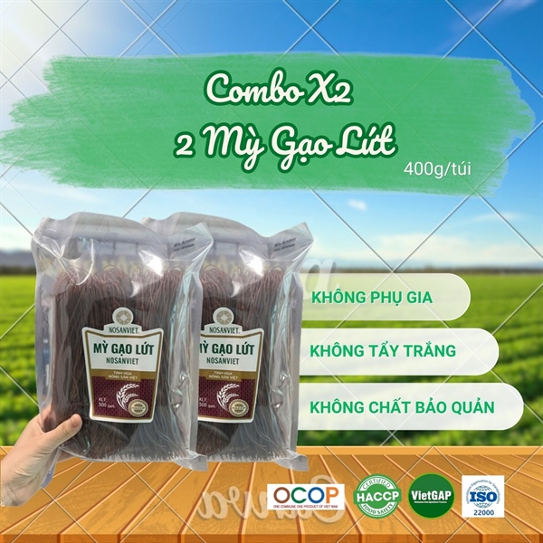 Combo Mỳ gạo lứt Nosanviet 400g (mẫu mới) (2 túi)