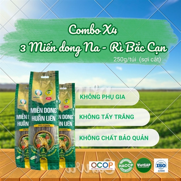 Combo Miến dong Na - Rì Bắc Cạn 250g (sợi cắt) (3 túi)