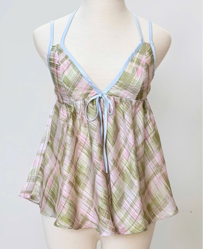 Alora Top - Áo dây nữ ca rô