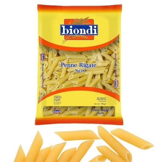Nui ống Penne Rigate số 18 Biondi 500g