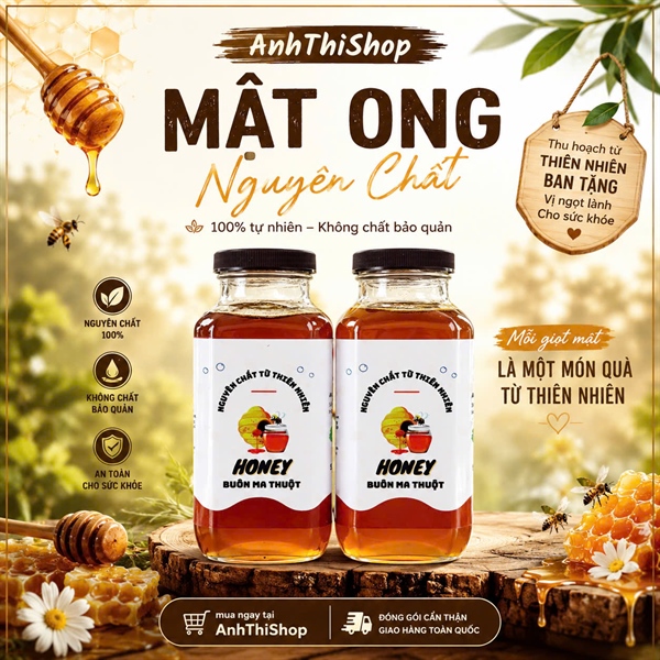 Mật ong rừng BUÔN MA THUỘT 500 ml 100% Nguyên chất