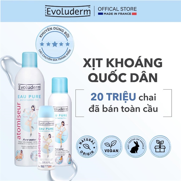 (VAT) Xịt khoáng Evoluderm chai lớn 400ml