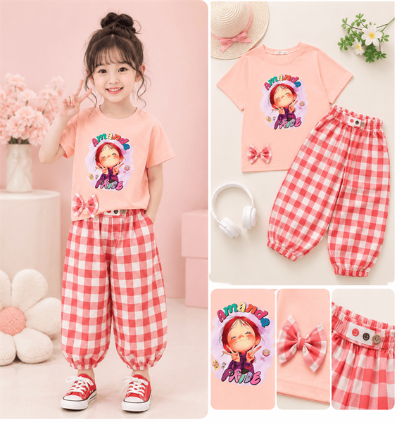 BG QUẦN CARO BO LAI ÁO IN CÔ GÁI AMANDA
