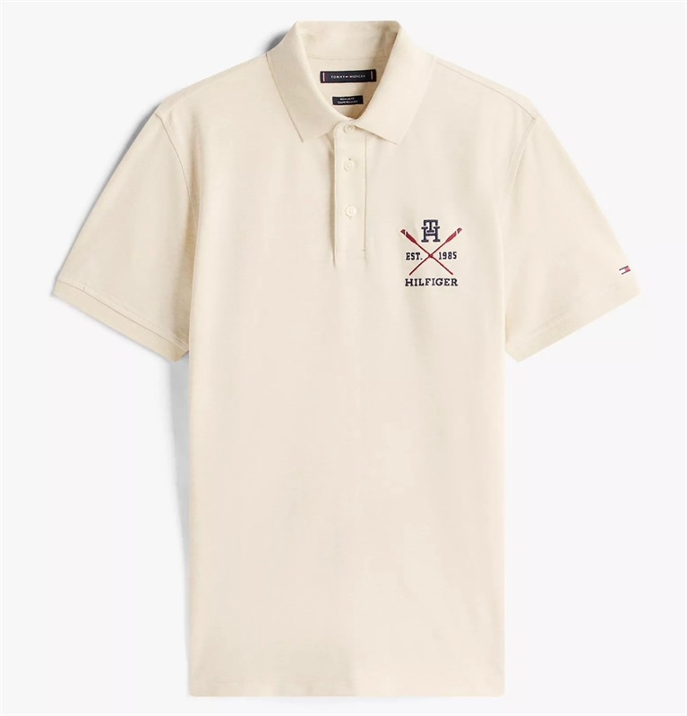 Polo Nam Tommy Hilfiger Regular Fit Rowing Crew Logo Ivory Heather XM05644 251