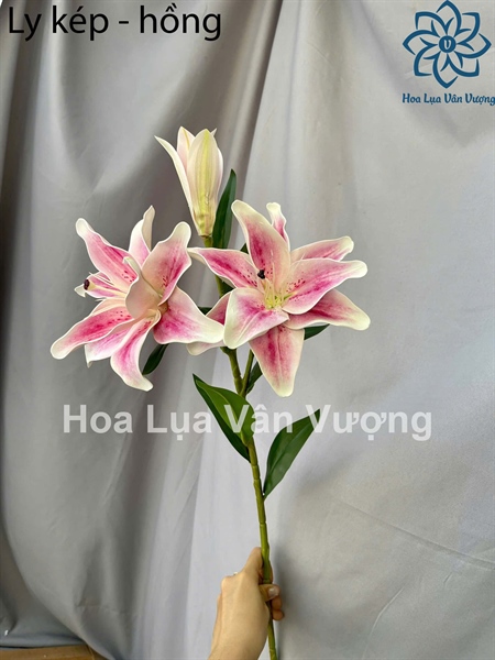 Ly kép - hồng - Hoa cành dài - Hoa Lụa Vân Vượng