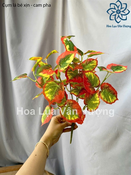 Cụm lá bé xịn - cam pha - Lá cành ngắn - Hoa Lụa Vân Vượng