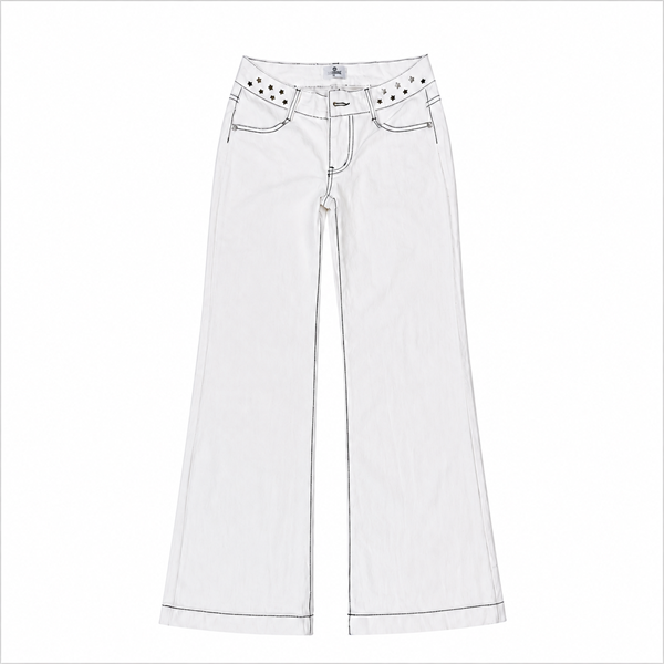 Quần Kaki TWENTI Đáy Cực Ngắn Đính Ngôi Sao - Kaki Trắng - 0