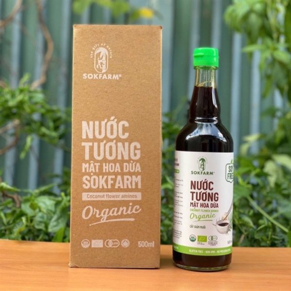Nước Tương Mật Hoa Dừa SokFarm (ÍT MUỐI - 500ml)